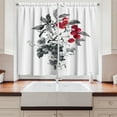 thumbnail image 2 of Ambesonne Rowan Kitchen Curtains, Rural Natural Foliage, 55"x45", Grey Ruby Black, 2 of 3