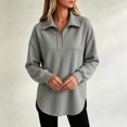thumbnail image 6 of cocolona Tunic Sweatshirts for Women Long Sleeve Lapel Half Zip Pullover Tops Casual Loose Curved Hem Workout Sweatshirts, 6 of 7