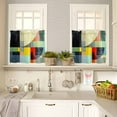 thumbnail image 4 of Abstract Art Kitchen Curtains and Valances Set, Simple Color Block Collage Art Modernism Rod Pocket Window Valance 18 Inch Window Curtain Panels for Living Room Bedroom Laundry, 27.5x36in, 3 Pieces, 4 of 7