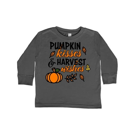 

Inktastic Pumpkin Kisses & Harvest Wishes with Pumpkin and Fall Leaves Gift Toddler Boy or Toddler Girl Long Sleeve T-Shirt