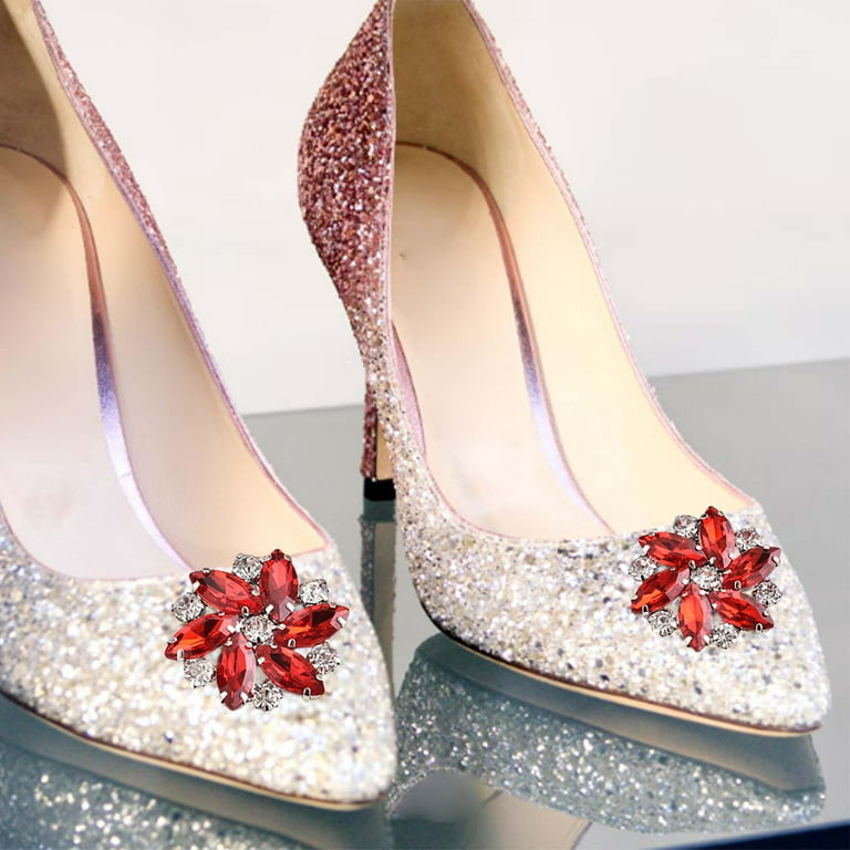  Silver Color Rhinestone Shoe Clips (2 pcs), Clips for Shoes,  Shoe Accessories : Handmade Products