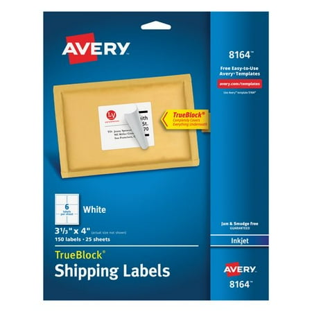 Avery White Shipping Labels With Trueblock Technology For Inkjet Printers 3 1 3 Quot X 4 Quot Pack Of Avery 4 X 3 1 3 Label Template