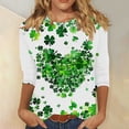 thumbnail image 1 of Elvqul T-Shirts pour Femmes de la Saint-Patrick Manches 3/4 T-Shirts Mode Graphique Fête Vert Grande Taille Col Rond Hauts pour Femmes Mignon, 1 of 5