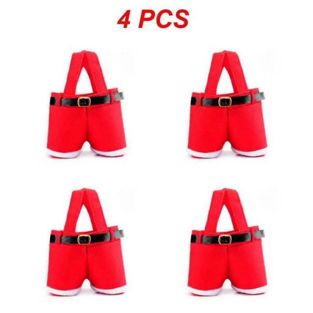 Bolsa de regalo de Navidad roja de 1 a 10 piezas, soporte de regalo, diseño creativo, pantalones de Papá Noel, bolsa de dulces de boda, Navidad, Año Nuevo