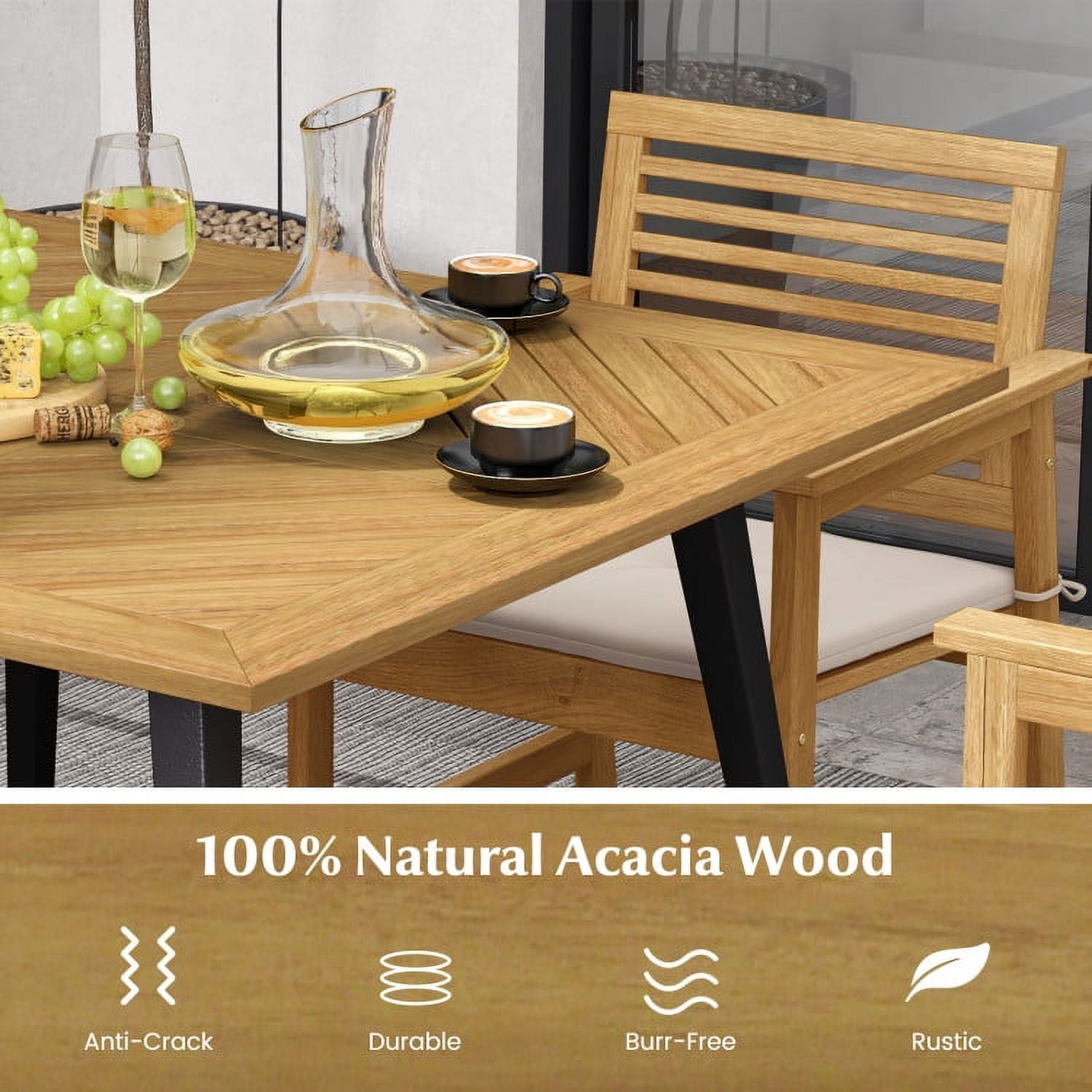 Aimee Lii 4-Person Acacia Wood Outdoor Dining Table for Garden Poolside and Backyard, Outdoor Patio Furniture Aimee Lii 4-Person Acacia Wood Outdoor Dining Table for Garden Poolside and Backyard, Outdoor Patio Furniture