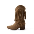 thumbnail image 2 of Botas DREAM PAIRS para Niñas con Flecos y Borlas Estilo Vaquero Marrón Talla 13, 2 of 6