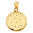 thumbnail image 2 of Ioka-14K Yellow Gold Calendario Azteca Charm Pendant with 2mm Flat Open Wheat Chain Necklace - 16", 2 of 4