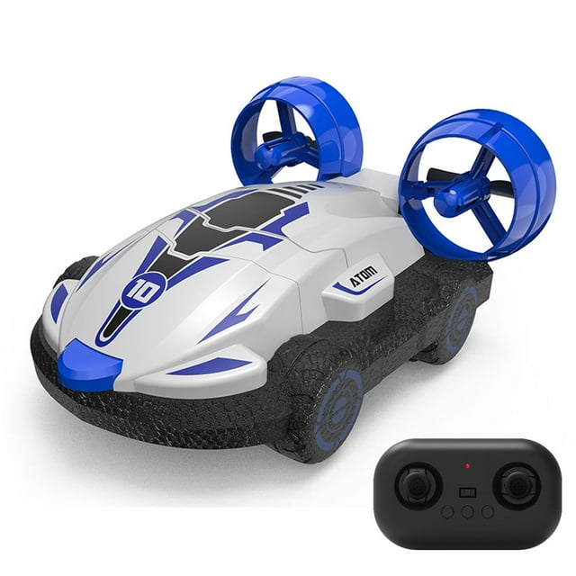 White Two In One Remote Control Hovercraft Speedboat Toy For Kids Amphibious Drift Car Rechargeable Summer Fun Size 3.4X2.7X1.7In Weight 0.56Lb