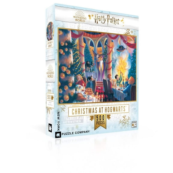 New York Puzzle Company Christmas at Hogwarts 500 500 Piece Jigsaw Puzzle