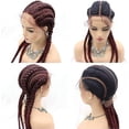 thumbnail image 3 of Wine Red Long Braided Wigs Synthetic Lace Front Wigs for Women 99J Color High Temperature Natural 4x Twist Braids Wigs with Baby Hair, 3 of 6