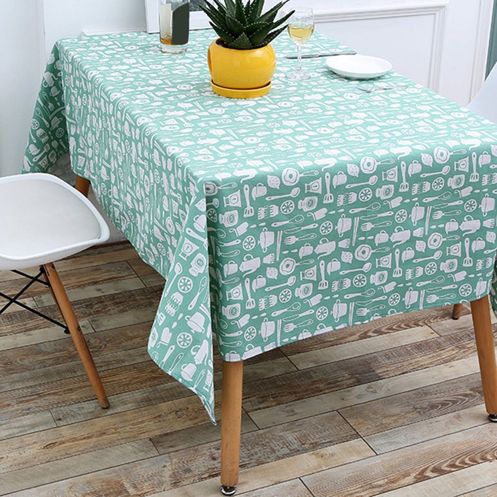 Cotton Linen Fabric Rectangle Tablecloth Kitchenware Pattern Home