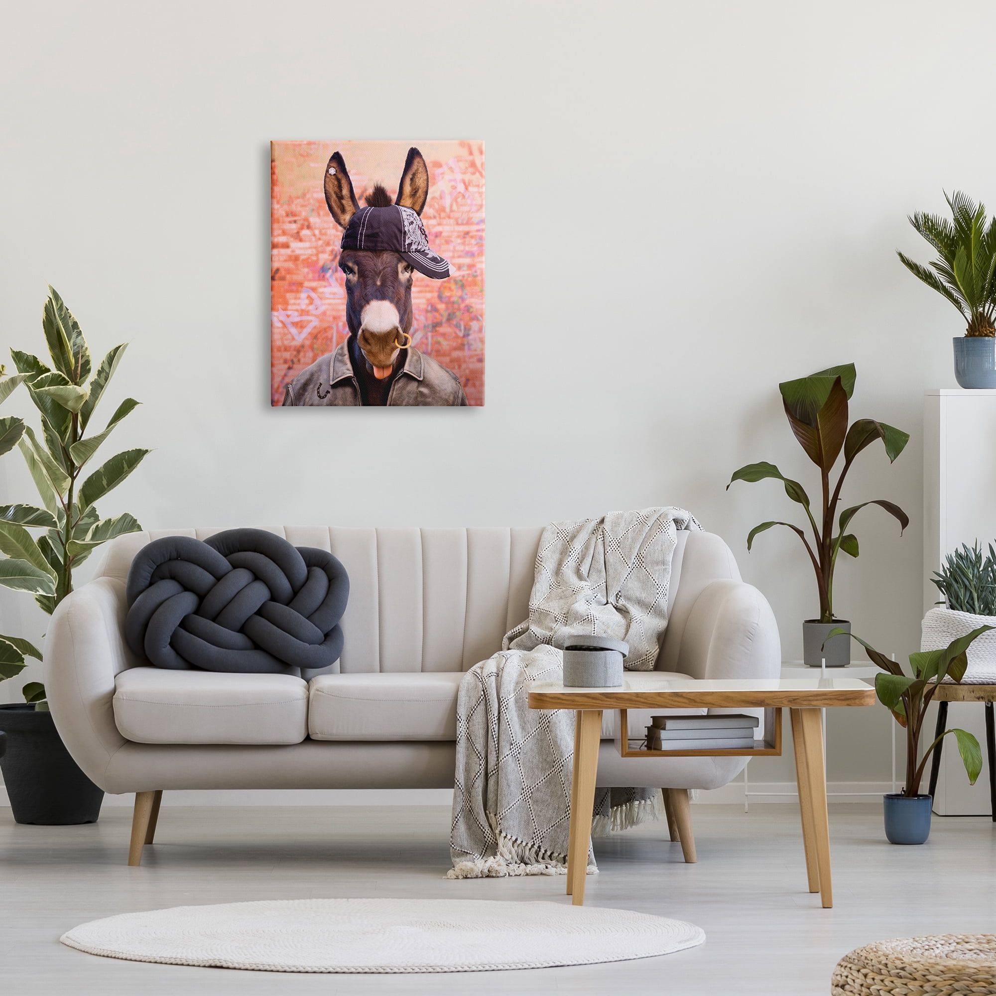 Stupell Industries Cool Trendy Donkey Wearing Hat Street Graffiti Graphic Art Gallery Wrapped Canvas Print Wall Art, Design by Michael Quackenbush