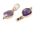 thumbnail image 2 of 10pcs Natural Amethyst Faceted Pendans Golden Plated Brass Teardrop Charms 17.5x9x3.5mm Hole: 6x3.5mm, 2 of 3