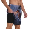 thumbnail image 2 of Gukieu Winter Fire Dragon Print Men's Double Layer Sports Swim Trunks, Quick Dry Adjustable Waist Swim Shorts Swimwear-Medium, 2 of 6