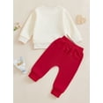 thumbnail image 5 of Baby Todldler Boy Valentines Outfit 0 6 12 18 24 Months 2T 3T Letter Print Long Sleeve Sweatshirt and Elastic Pants 2 Piece Clothes Set, 5 of 9