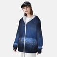 thumbnail image 3 of Kdxio Retro Blue Glitter Print Women Men Sun Protection UPF 50+ Jackets Zip Up Long Sleeve Hoodie Hiking Lightweight with Pockets, 3 of 7