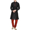 thumbnail image 1 of Royal Kurta Men's Cotton Silk Blend Loop Button Design Kurta (36, Black), 1 of 1