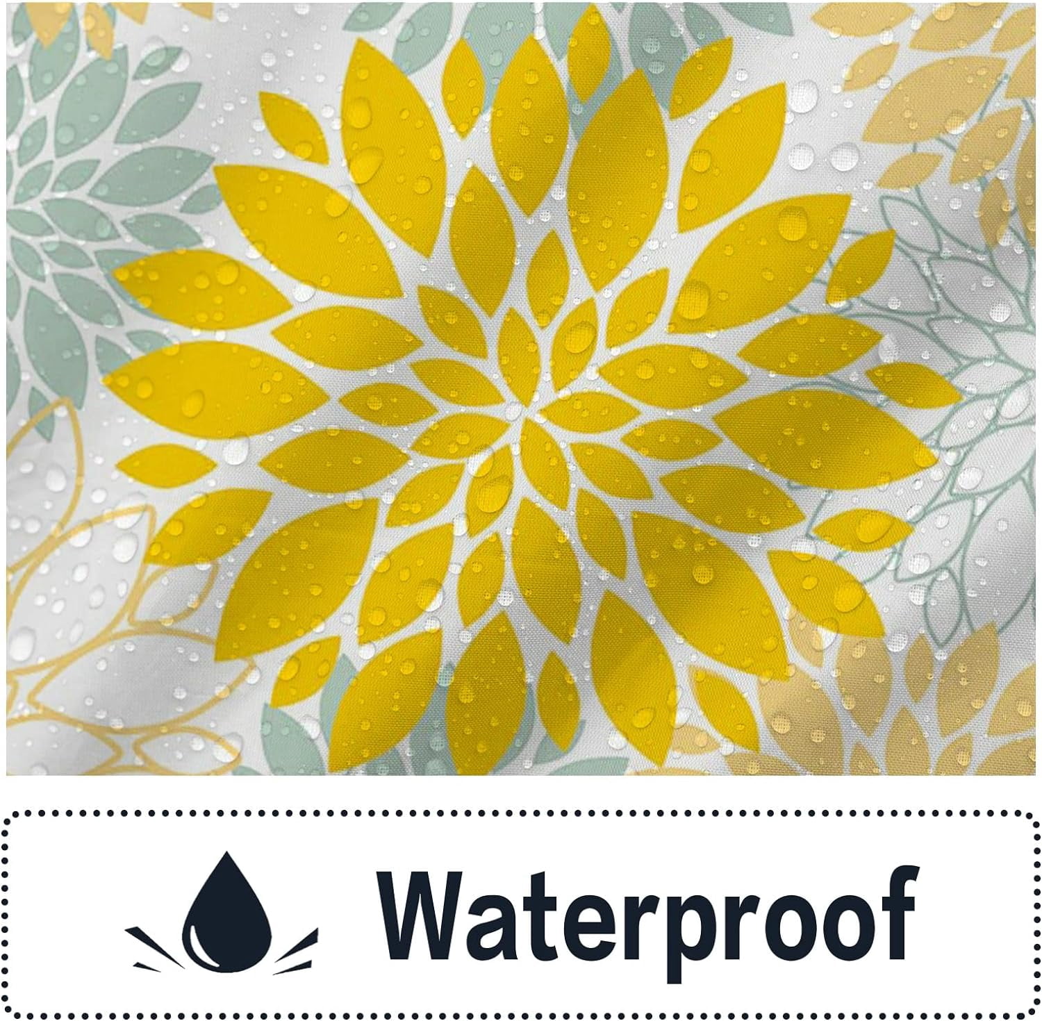 Yellow Flower Shower Curtain Dahlia Shower Curtain for Bathroom Sage Green Floral Shower Curtain Pinnata Wildflower Washable Waterproof Fabric Hotels Bathroom Decor with 12 Hooks 72" X 72"