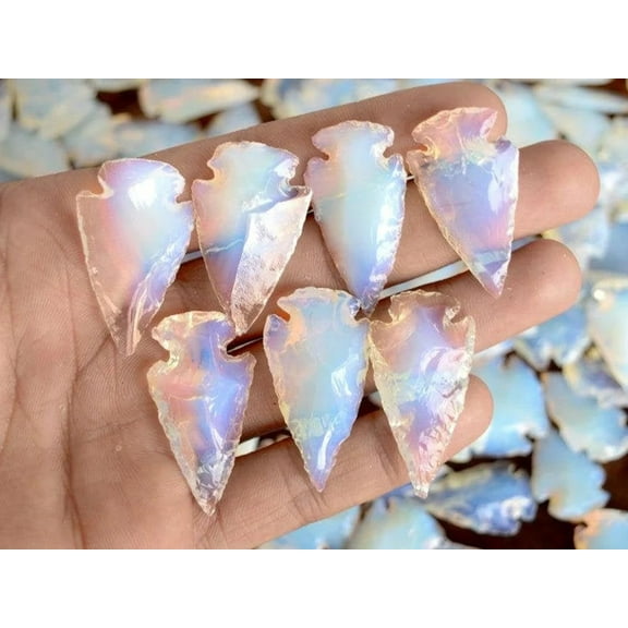 20pcs Set Opalite Arrowheads Handmade Opal Crystal Stone for Healing & Well Being - Agate Arrowheads for Necklace Jewelry Making Gifting