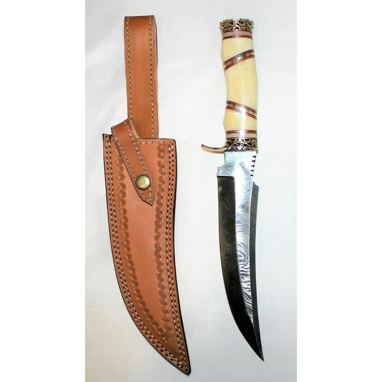 Lexon Handmade Damascus Steel Hunting Knife Real Bone Handle with