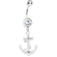 thumbnail image 4 of Belly Button Ring - Vintage Anchor Dangle Belly Ring - 14ga 316L Surgical Steel, 4 of 8