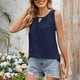 thumbnail image 4 of Camiseta sin mangas de color liso con cuello redondo y pliegues de encaje para mujer - Detalles femeninos, lavable a máquina, tallas S-XXL, contorno de pecho 93-119 cm, 4 of 8