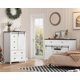 thumbnail image 2 of Qinaqin Estilo Granja 5 Cajón Dresser Para Bedroom 48 En Tall Wood Chest De Con Sliding Barn Door Ajustable Estantería Almacenamiento Organizador Hallway Living Room Cocina-Blanco, 2 of 7