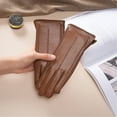 thumbnail image 5 of MIASHUI Women's Leather Gloves with Lining, Winter Windproof Warm Gloves, Thick Thermal Gloves for Driving & Outdoor, Comfortable Stretch Fit Brown, 5 of 5