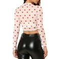 thumbnail image 4 of INSPIRE CHIC Valentine's Day Women's Crop Top Semi-Sheer Mesh Long Sleeve Crew Neck Blouse M White, 4 of 8