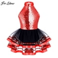 thumbnail image 2 of Teens Girls Sleeveless Ballet Leotard Dress Sparkly Sequin Backless Mesh Princess Tutu for Birthday Party Stage Performance8 Gong Bohan LED, 2 of 2