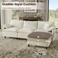 thumbnail image 3 of COPIAE 108" L Shaped Modular Sectional Cloud Couch with Ottoman, Snap-on Easy Installation 3 Seater Deep Seat Sofa With Storage Bag and Coffee Table for Living Room, Corduroy, Beige, 3 of 17