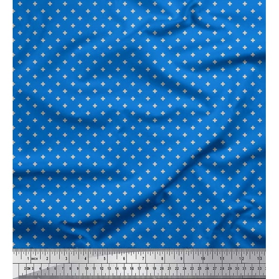 Soimoi Cotton Poplin Fabric Plus Sign Shirting Print Fabric by The Yard 56 Inch Wide