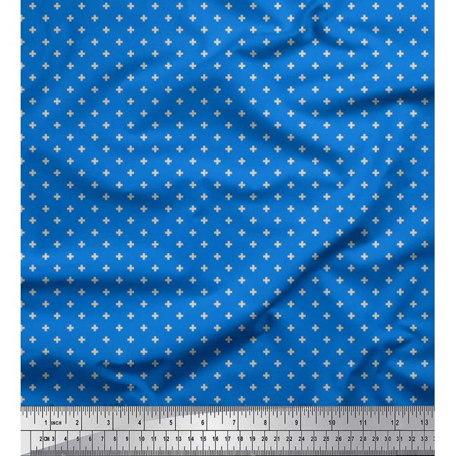 Soimoi Rayon Fabric Plus Sign Shirting Print Fabric by The Yard 56 Inch Wide
