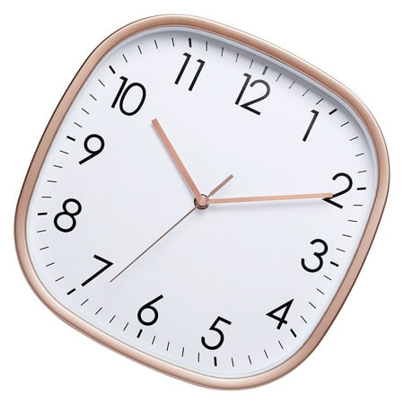 Square Shape Wall Clock 12inch Quiet Movement Not Ticking Modern Design Large Number Display Operated Clock