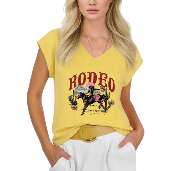 Cozymy Women's Western Rodeo Horse Rider Print V-Neck Sleeveless Tank Top Casual Country Tee