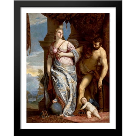 Allegory of Wisdom and Strength( The Choice of Hercules or Hercules and Omphale) 28x36 Large Black Wood Framed Print Art by Paolo Veronese
