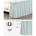 thumbnail image 3 of Blue Green Wrap Around Bed Skirts for Queen Bed 16" Drop,Bed Skirt with Adjustable Elastic Belt Dust Ruffle Bed Valance for Bedroom Hotel Grid Checkered Plaid Gingham Lattice Trellis Bed Frame Cover, 3 of 7