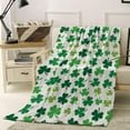 thumbnail image 2 of St Patrick''s Day Green Shamrocks/Clover Throw Blankets, Spring Soft Fleece Blanket Decorative for Home Sofa Couch Chair Living Bedroom,60x80 Inches,, 2 of 6