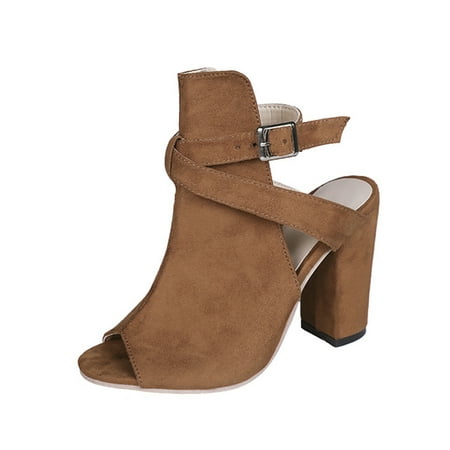 

UKAP Womens Fashion Bootie Wedding Comfortable Sandal Booties Party Cutout Block Heeled Sandals Yellow 5