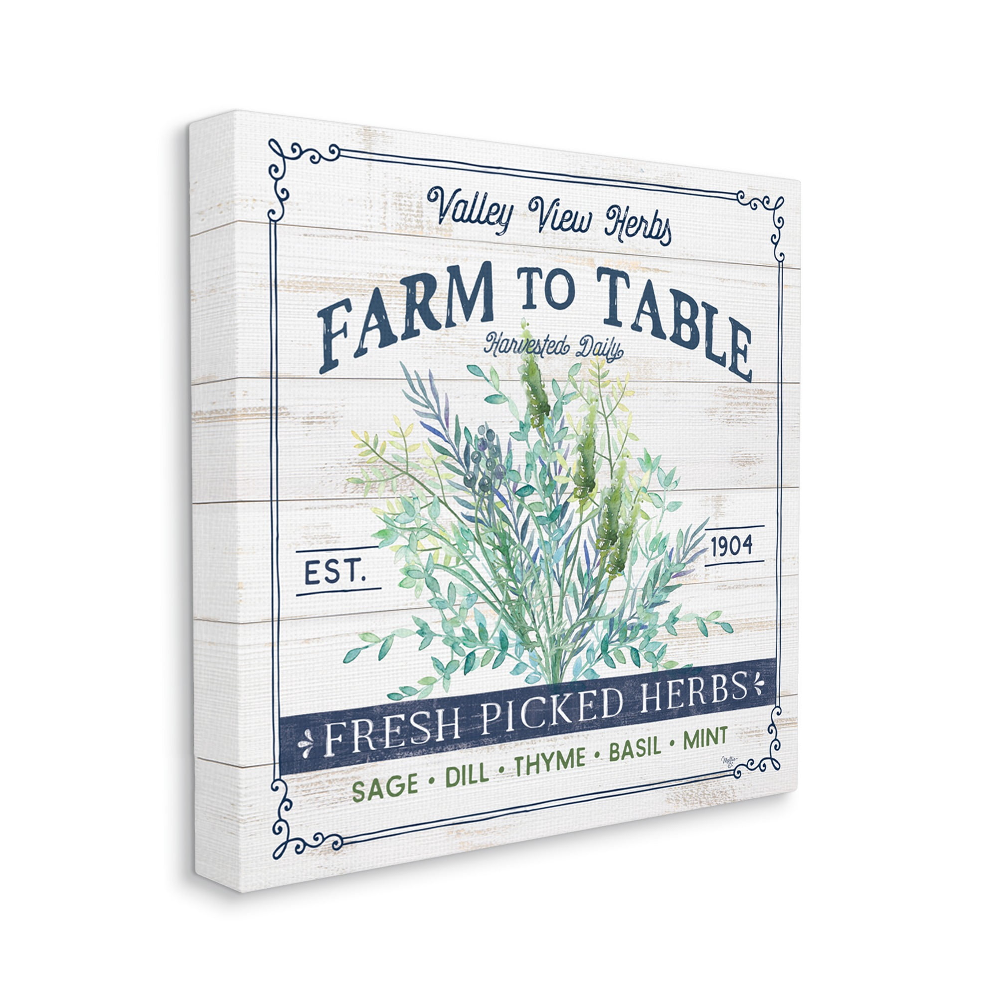 Stupell Industries Fresh Picked Herbs Phrase Botanical & Floral Painting Gallery Wrapped Canvas Print Wall Art, 24 x 24