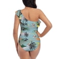 thumbnail image 5 of Picia Hawaiian Style Pattern Women's One Piece Swimsuits,One Shoulder Swimwear Asymmetric ,Ruffle Monokinis Bathing Suits,High Waisted Flattering Bathing Suits-Small, 5 of 8