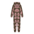 thumbnail image 3 of Girls Cute Bear Print Fleece Jumpsuits Hooded Zip-Up Sherpa Rompers Winter Warm Onesie Romper with Pockets for Kids 5-14 Years, 3 of 6