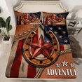 thumbnail image 2 of Manfei American Flags Twin Sheet Sets,Rustic Farmhouse Cabin Twin Fitted Sheet,Western Texas Star Flat Sheet For Men Women,Ultra Soft Home Decor,3 Pieces, 2 of 7