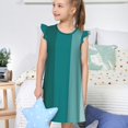 thumbnail image 4 of Fotbe Teal Color Vestido de Dormir para Niñas de 3 a 10 Años, Mangas Cortas, Estilo Princesa, Pijama Camisón con Mangas Voladas-Medium, 4 of 6