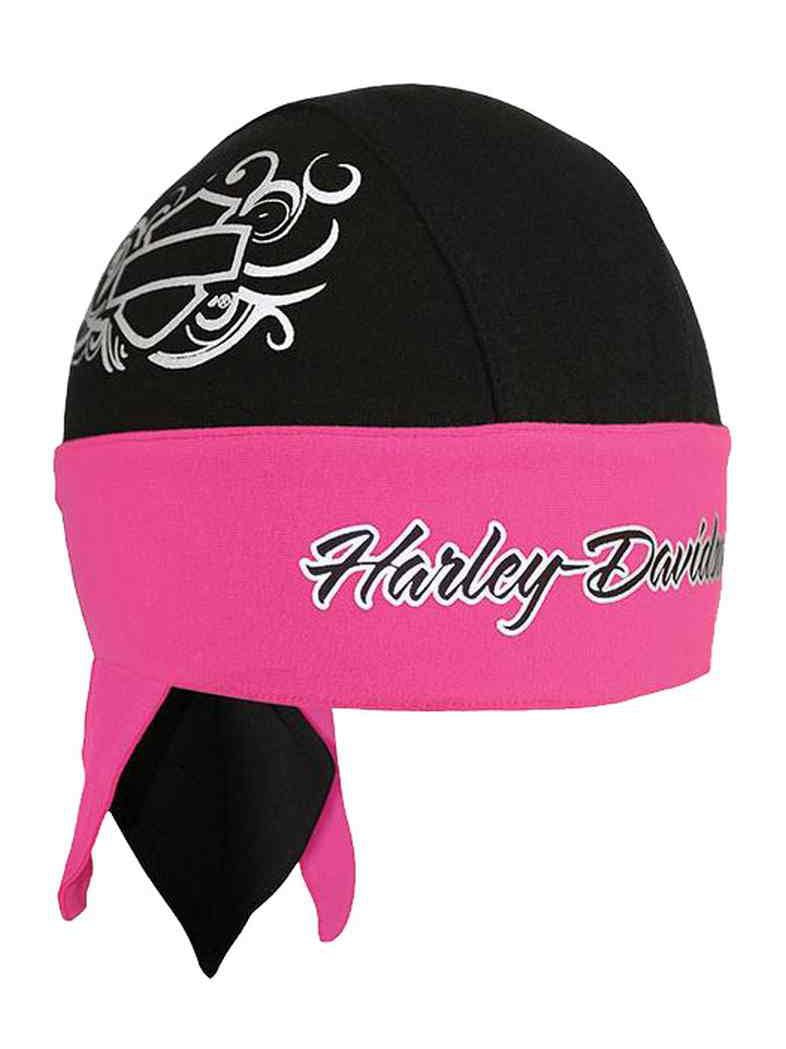 Women's Reflective Bar & Shield Headwrap, Black & Pink HW114491, Harley