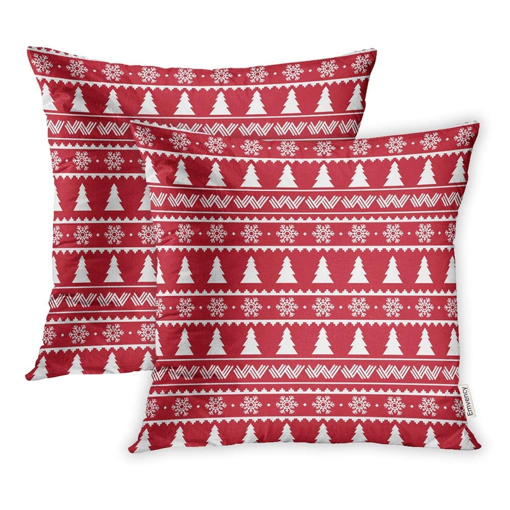 ARHOME Scandinavian Christmas Pattern in Red White Color Tree Snowflake