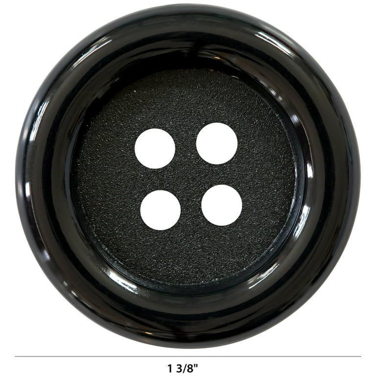 Favorite Findings Black 1 3/8 4-Hole Big Buttons, 6 Pieces