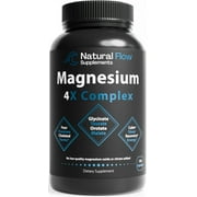 Natural Flow Supplements 4X Magnesium Glycinate, Taurate, Malate, Orotate Complex for Calm Sleep, 120 Caps
