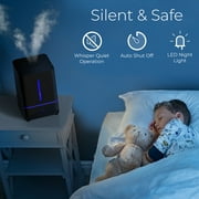 Everlasting Comfort 4L Cool Mist Humidifier for Bedroom, Black – Filterless, Quiet Ultrasonic Humidifier with Essential Oil Tray