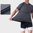 thumbnail image 6 of Felirenzacia Men's and Men's Plus Quick Dry Stretch Hooded T-Shirt Breathable Dot Print Short Sleeve Athletic Top Dark Gray,3XL, 6 of 9